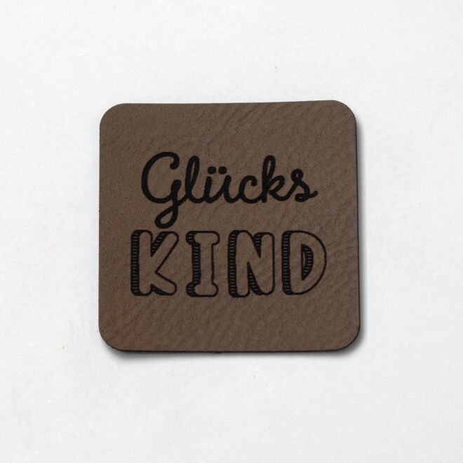 Kunstlederlabel Glückskind (dunkelbraun/schwarz)