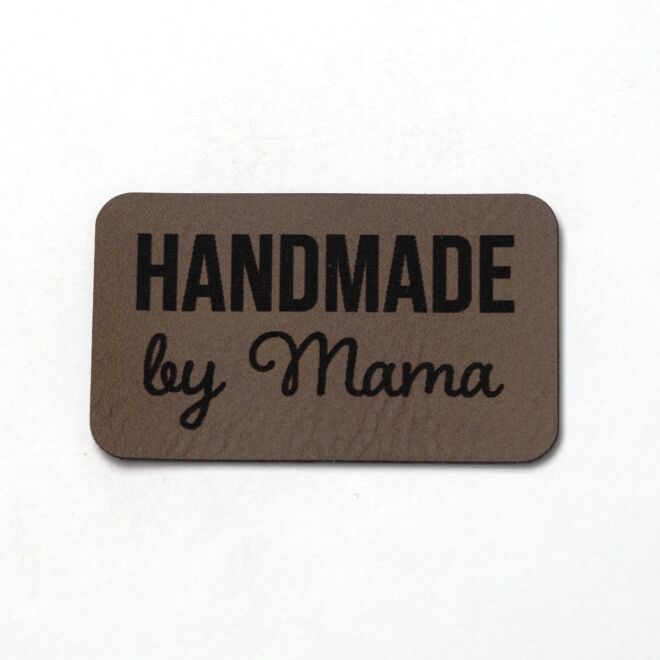 Kunstlederlabel Handmade by Mama (dunkelbraun/schwarz)