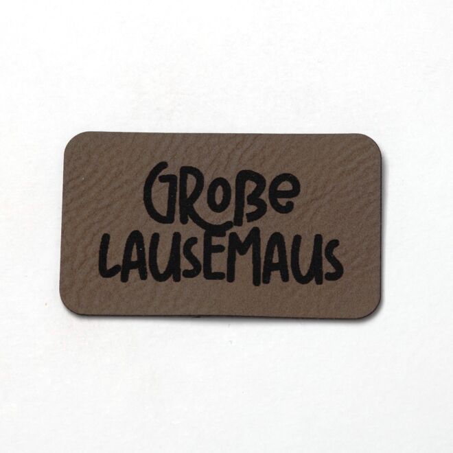 Kunstlederlabel Große Lausemaus (dunkelbraun/schwarz)