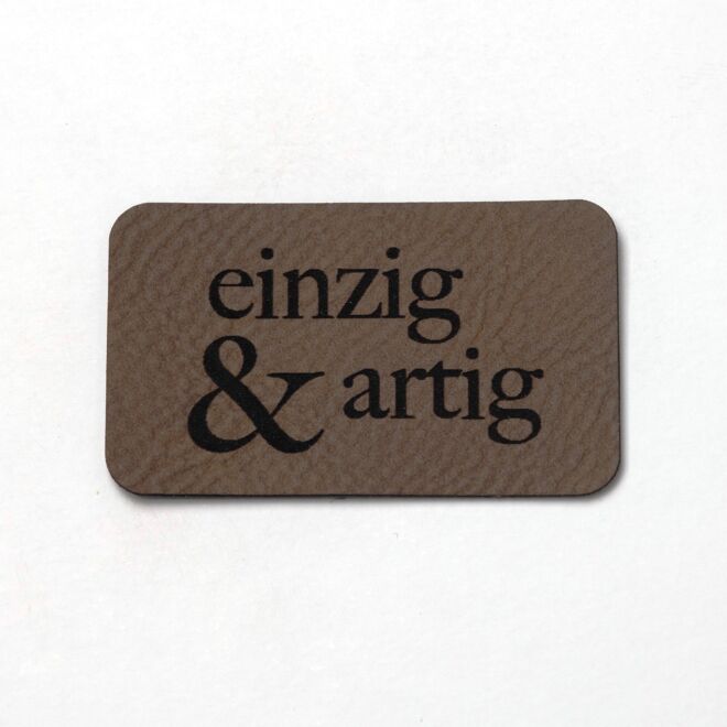 Kunstlederlabel einzig&artig (dunkelbraun/schwarz)