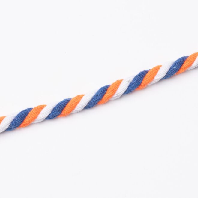 6mm Kordel "Multi" weiß/orange/blau