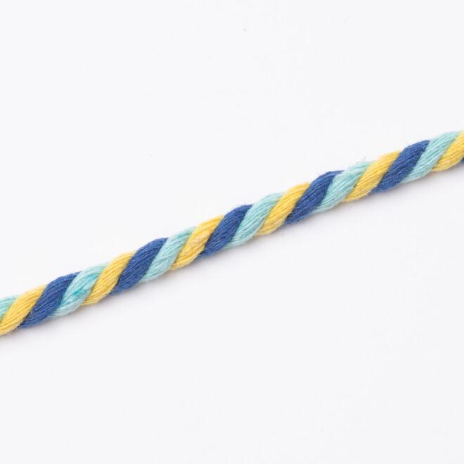6mm Kordel "Multi" gelb/hellblau/dunkelblau