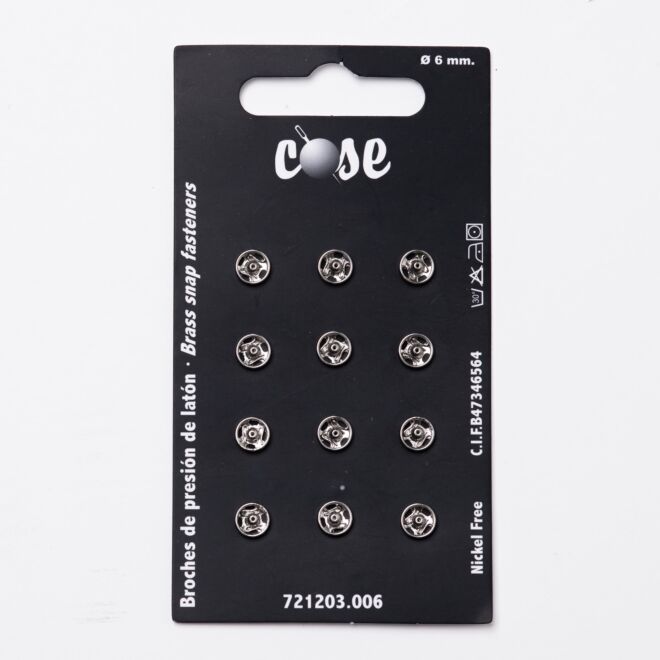 6mm Annäh-Druckknöpfe (12 Stück) silber