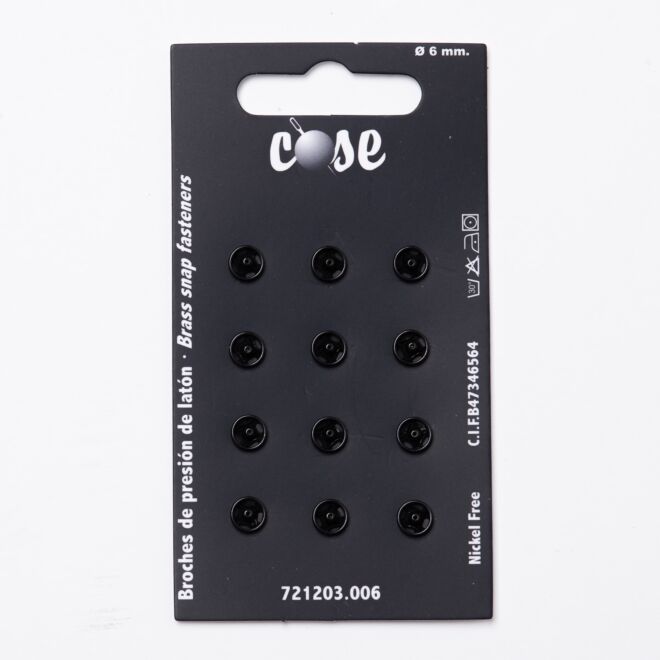 6mm Annäh-Druckknöpfe (12 Stück) schwarz