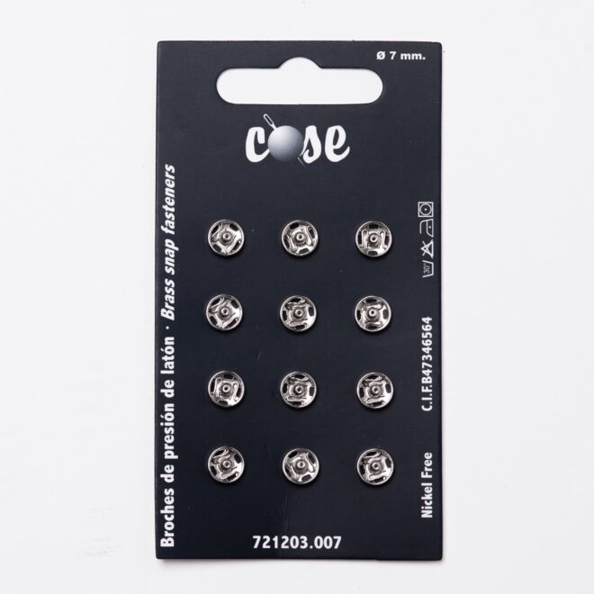 7mm Annäh-Druckknöpfe (12 Stück) silber