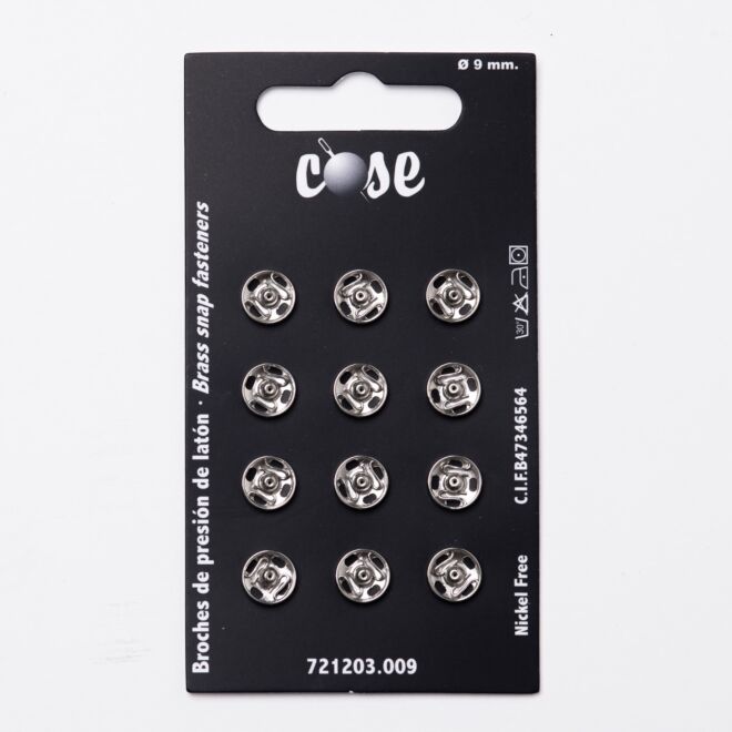 9mm Annäh-Druckknöpfe (12 Stück) silber