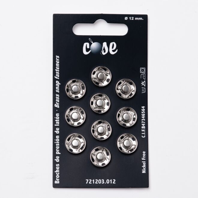 12mm Annäh-Druckknöpfe (10 Stück) silber