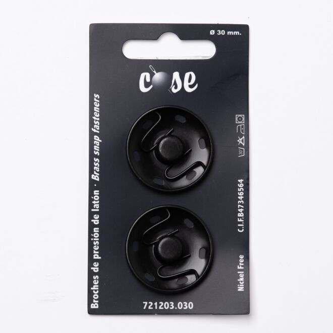 30mm Annäh-Druckknöpfe (2 Stück) schwarz
