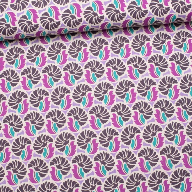 Webware Retro Blumenornamete türkis/violett