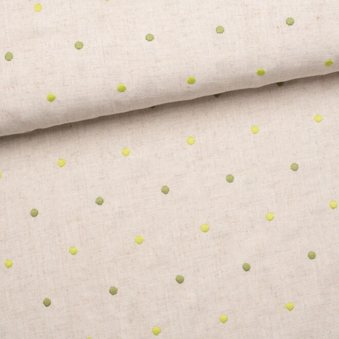 Viskose-Leinen "Stitched Dots" grün