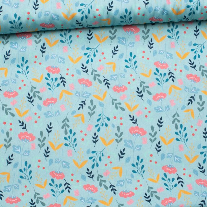 Baumwollwebware Lovely Spring türkis