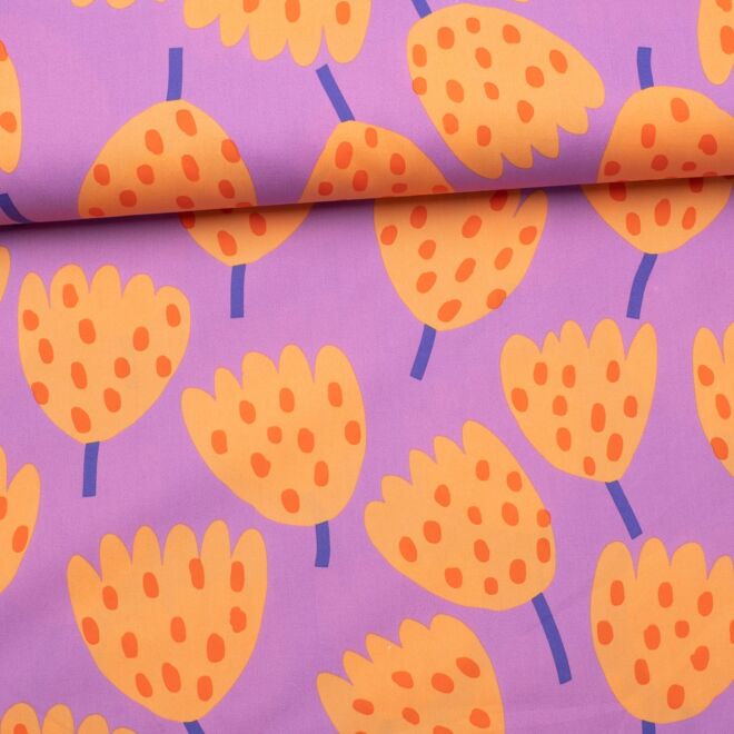 Baumwollwebware "Nerida Tulips" lavendel
