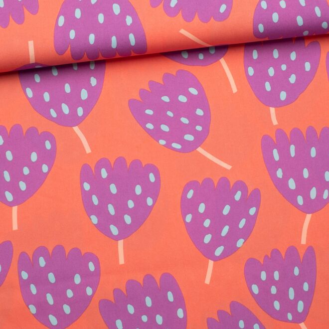 Baumwollwebware "Nerida Tulips" koralle