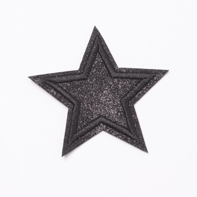 Aufbügler "Glitzerstern" schwarz
