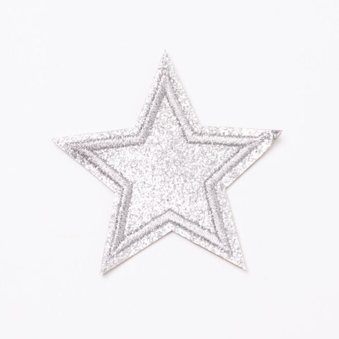 Aufbügler "Glitzerstern" silber