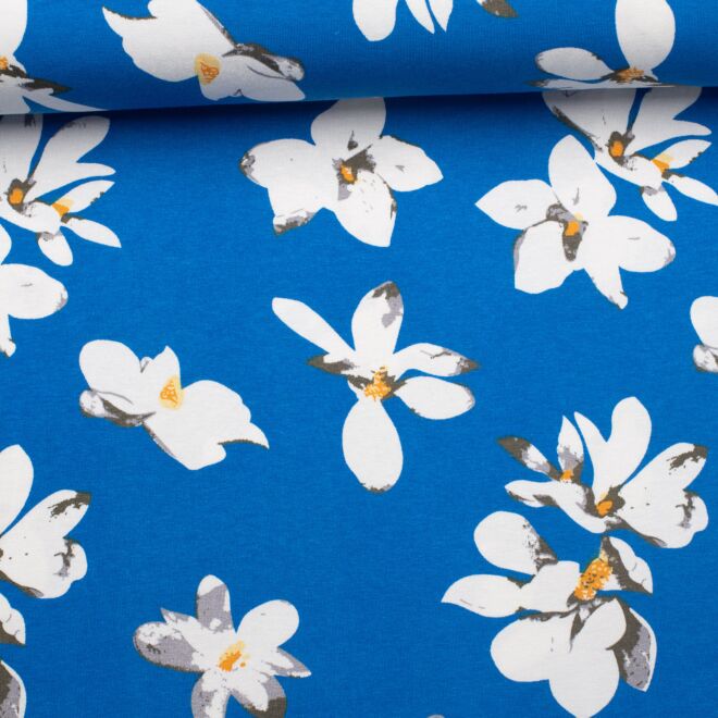 Viskosejersey Sommerlaune azurblau