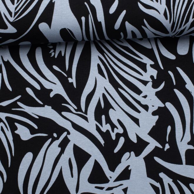 Viskosejersey Two Tone Abstraction blau