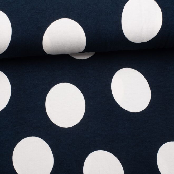Viskosejersey Big Polka Dots navy