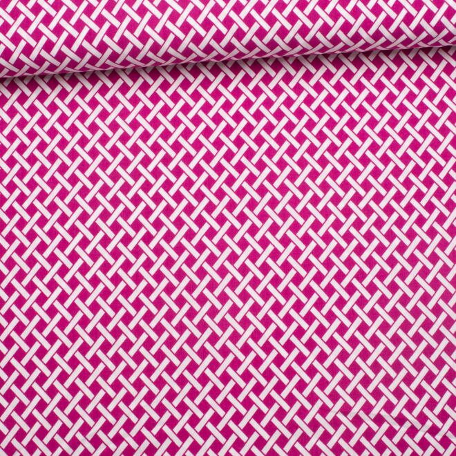 Viskose Rautenmuster pink/weiß