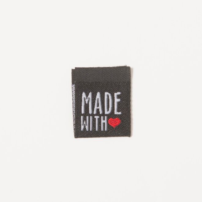 Label "Made with <3" schwarz (Textil)