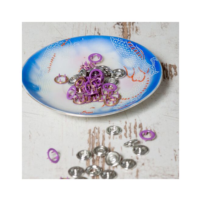 Stoffschwesters Jersey Druckknopf lila