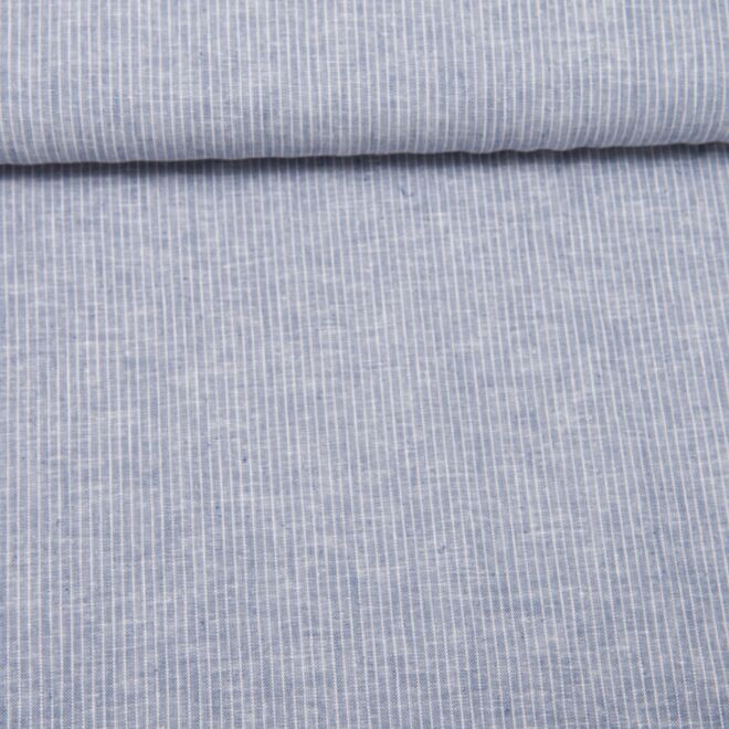 Baumwoll-Leinen "Maritim" Streifen schmal marine