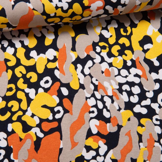 Viskosejersey Abstract Leo gelb/orange