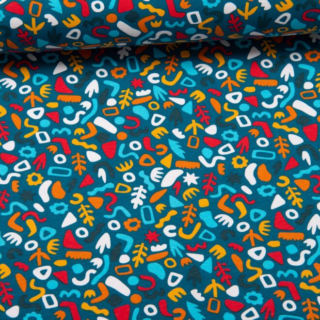 Abstract Graphics bunt auf petrol Jersey