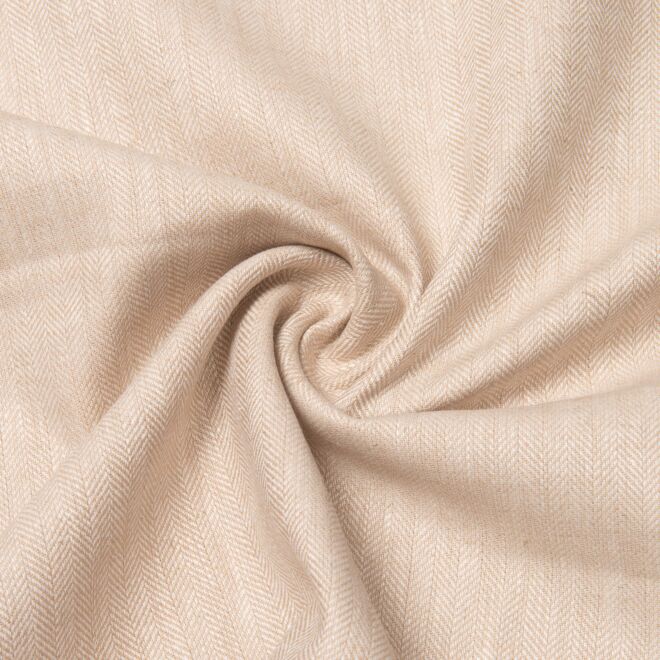 Baumwoll-Leinen-Twill Fischgrät beige