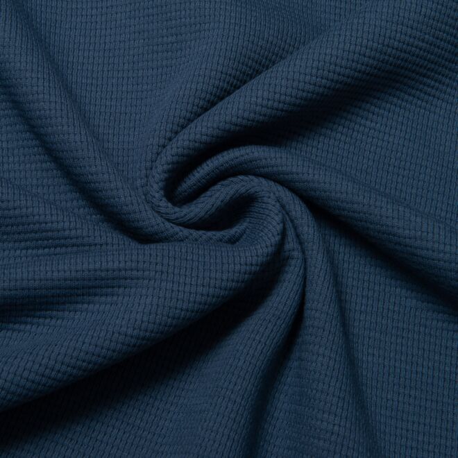 Waffel-Strickjersey jeansblau
