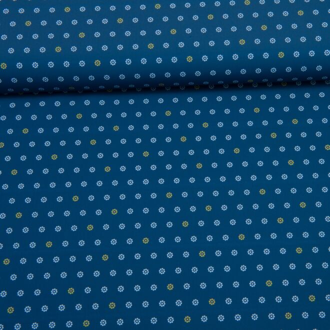 Badeanzugstoff Weiße Blümchen auf blau