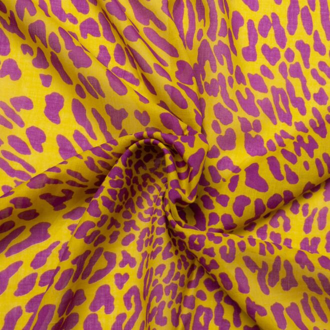 Baumwoll-Voile Leo grün/lila (made in Italy)