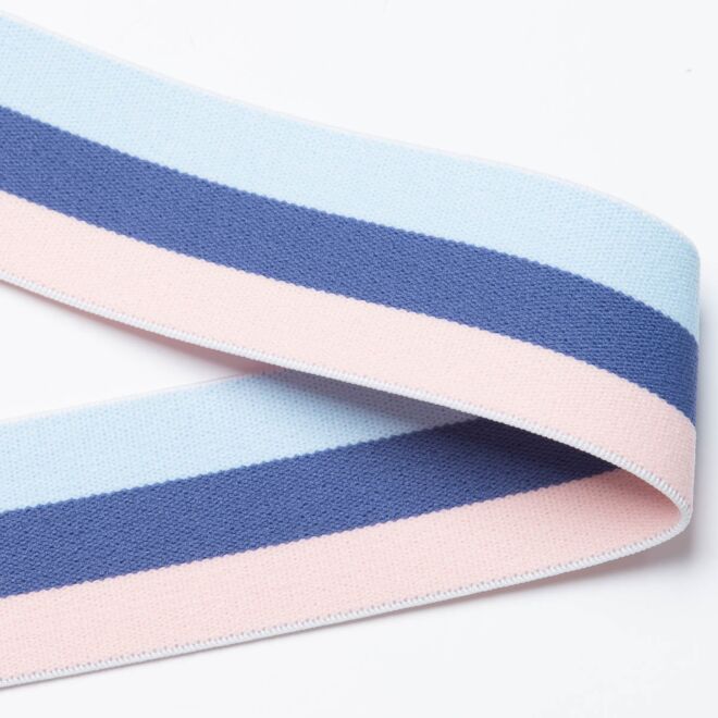 40mm Gummiband rosa-navy-hellblau
