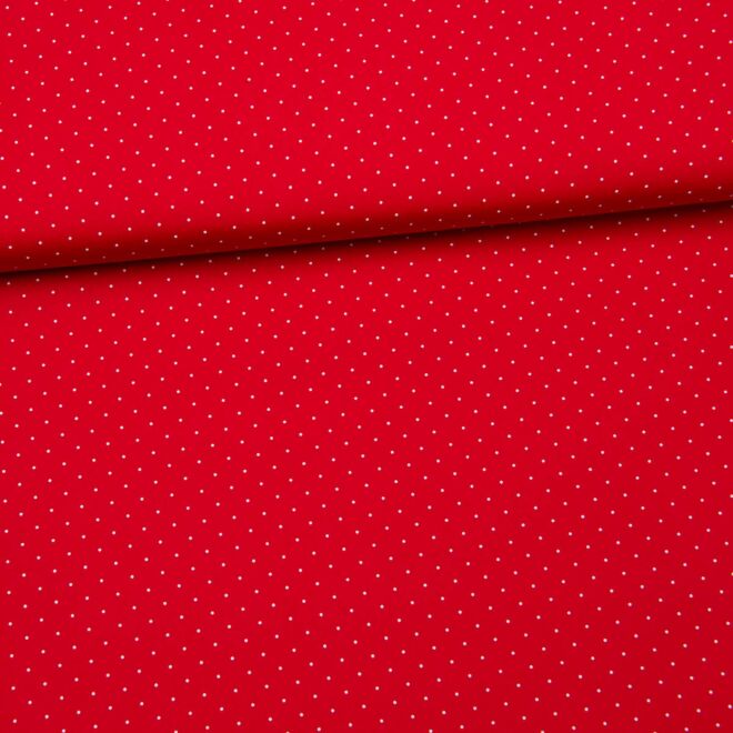 Trachtenstoff "Herzstück" Tupfen weiß/rot