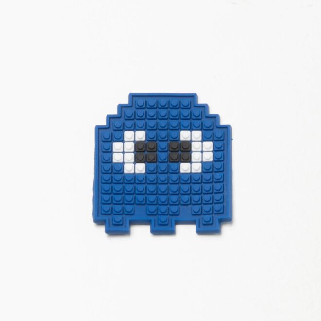 3D Silikon-Aufnäher Pixelhead blau