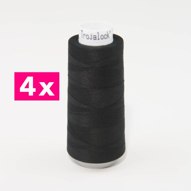 Amann-Mettler Trojalock Overlockgarn No. 120, 4x 2500m/gleiche Farbe - schwarz