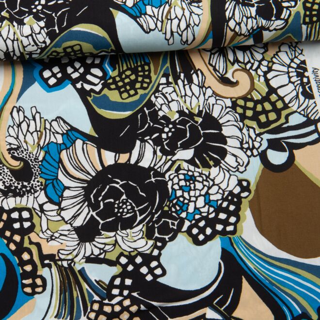 Viskose FlowerPop blau