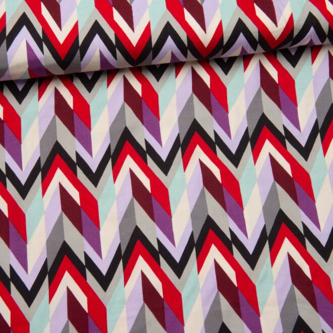 Viskose-Twill Arrows lila/grün