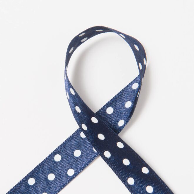 15mm Satinband Dots navy