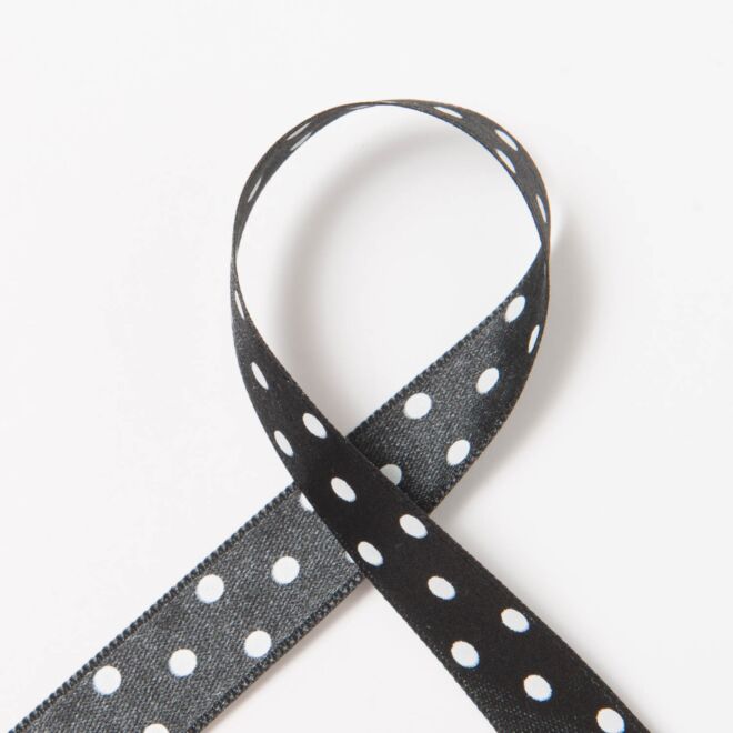 15mm Satinband Dots schwarz