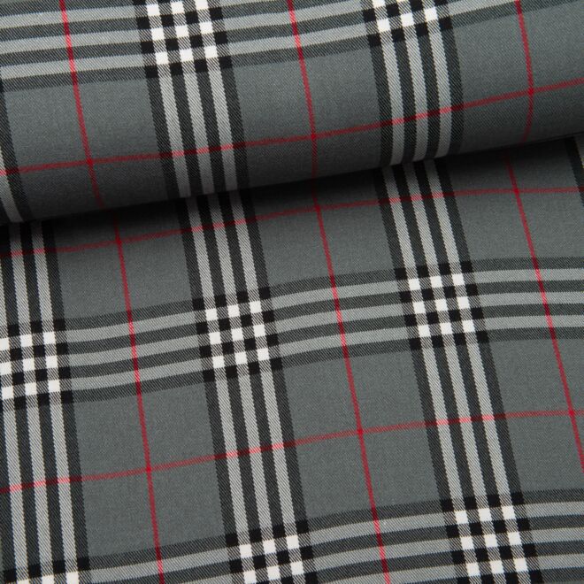 Karo groß Viskose dehnbar dunkelgrau 