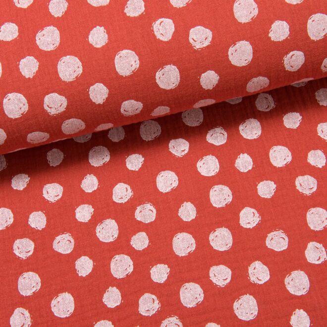 Bio-Musselin "Painted Dots" terracotta