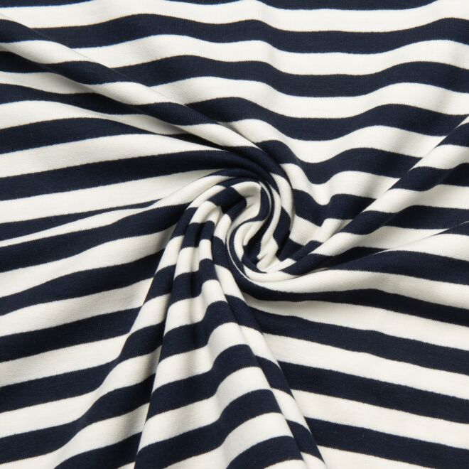 French Terry Streifen navy/offwhite