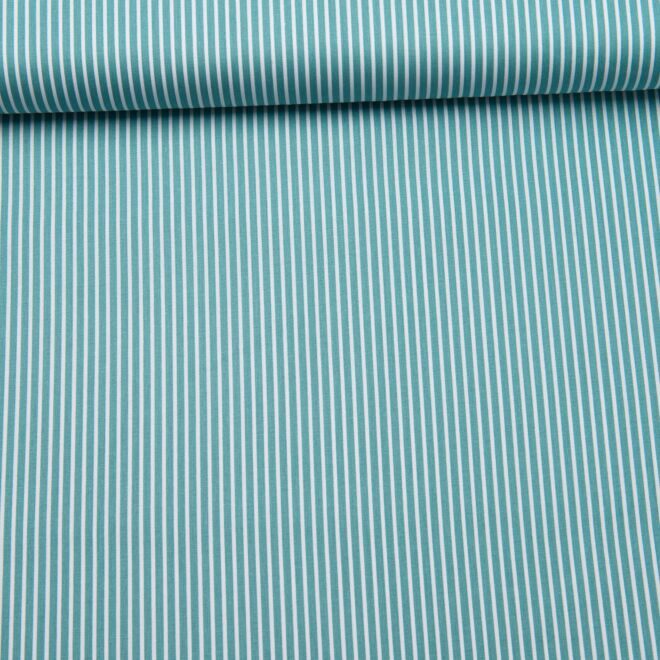 Webware Streifen petrol/weiß