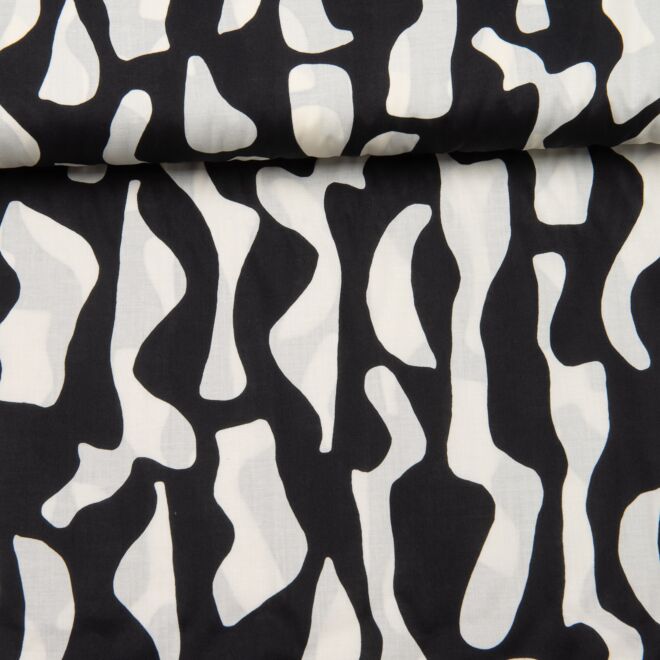 Baumwoll-Voile Abstrakt schwarz/weiß