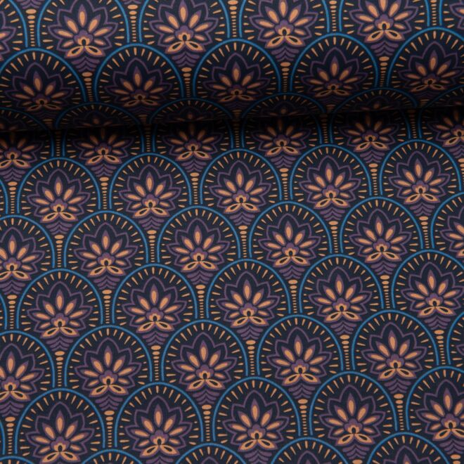 Beschichtete Baumwolle Lotus navy