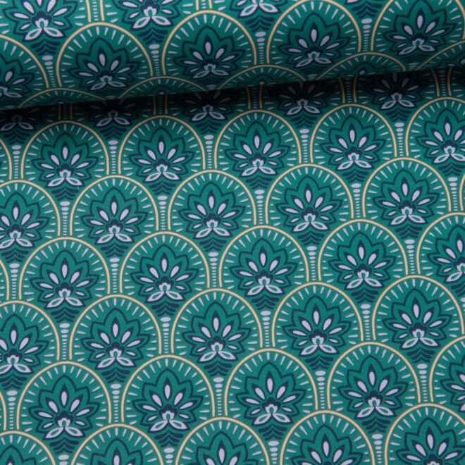 Beschichtete Baumwolle Lotus petrol