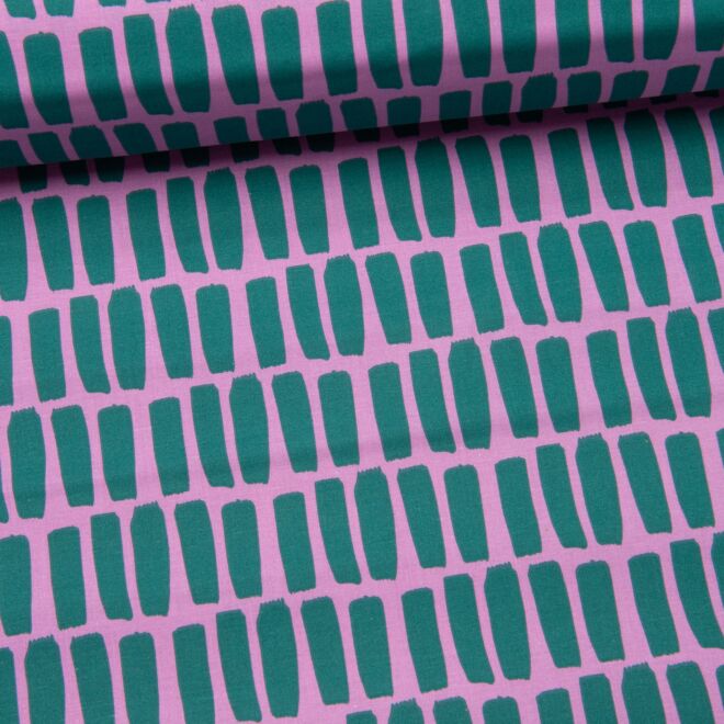Beschichtete Baumwolle "Colour Mix" Stripes rosa/petrol
