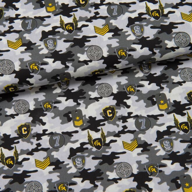 Camouflage mit Abzeichen grau Webware
