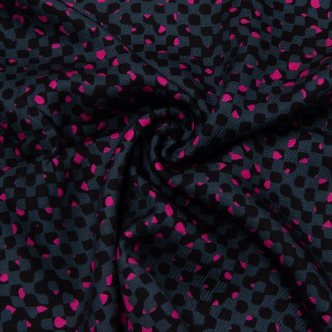 Viskose "Fall Grids" by Thorsten Berger anthrazit/pink